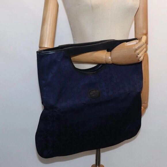 CELINE C Sulky Hand Bag Canvas Leather Navy Auth - Picture 16 of 16